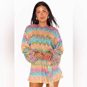 NEW SHOW ME YOUR MUMU Striped Sequin Mini Dress